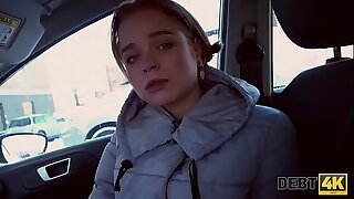 Debt4k. Hottie Calibri Angel blows agent in his motor car with the addition of has anal with him sex indoors